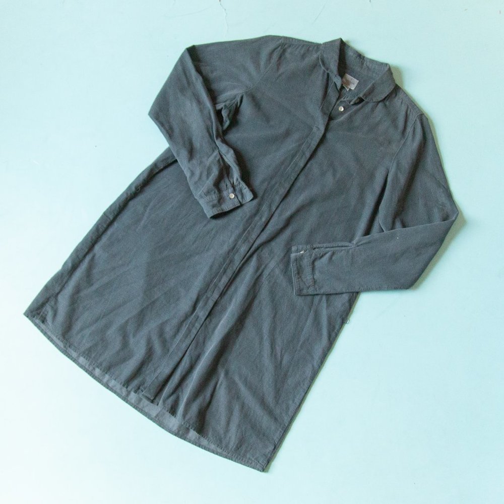 Hartford Dark Gray Concealed Button 100% Cotton Front Collar Shirt Dress Size 4